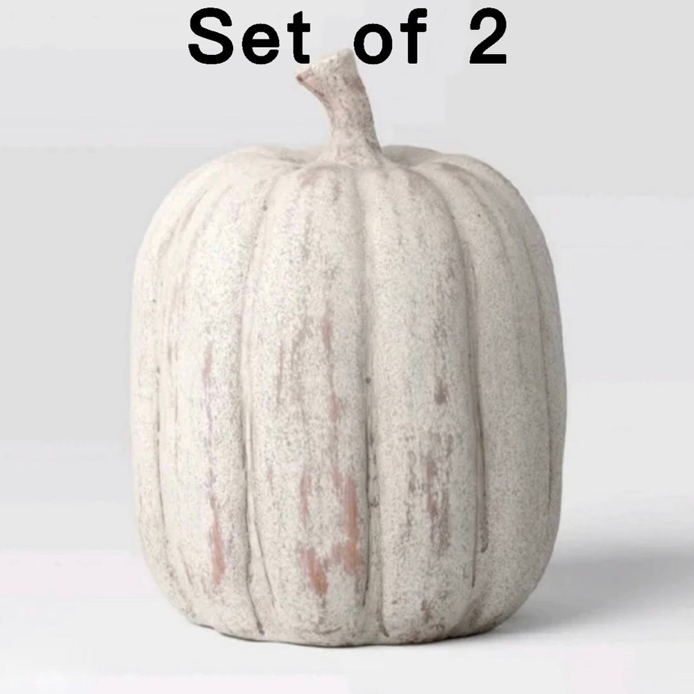 Set of 2 l Threshold Tall Ceramic Pumpkin Cream 7.5”